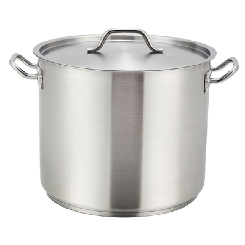 Winco SST-80 80 Quart Induction Stock Pot Round with Cover Stainless Steel Aluminum Core Winco SST-80 80 Quart Induction Stock Pot Round with Cover Stainless Steel Aluminum Core