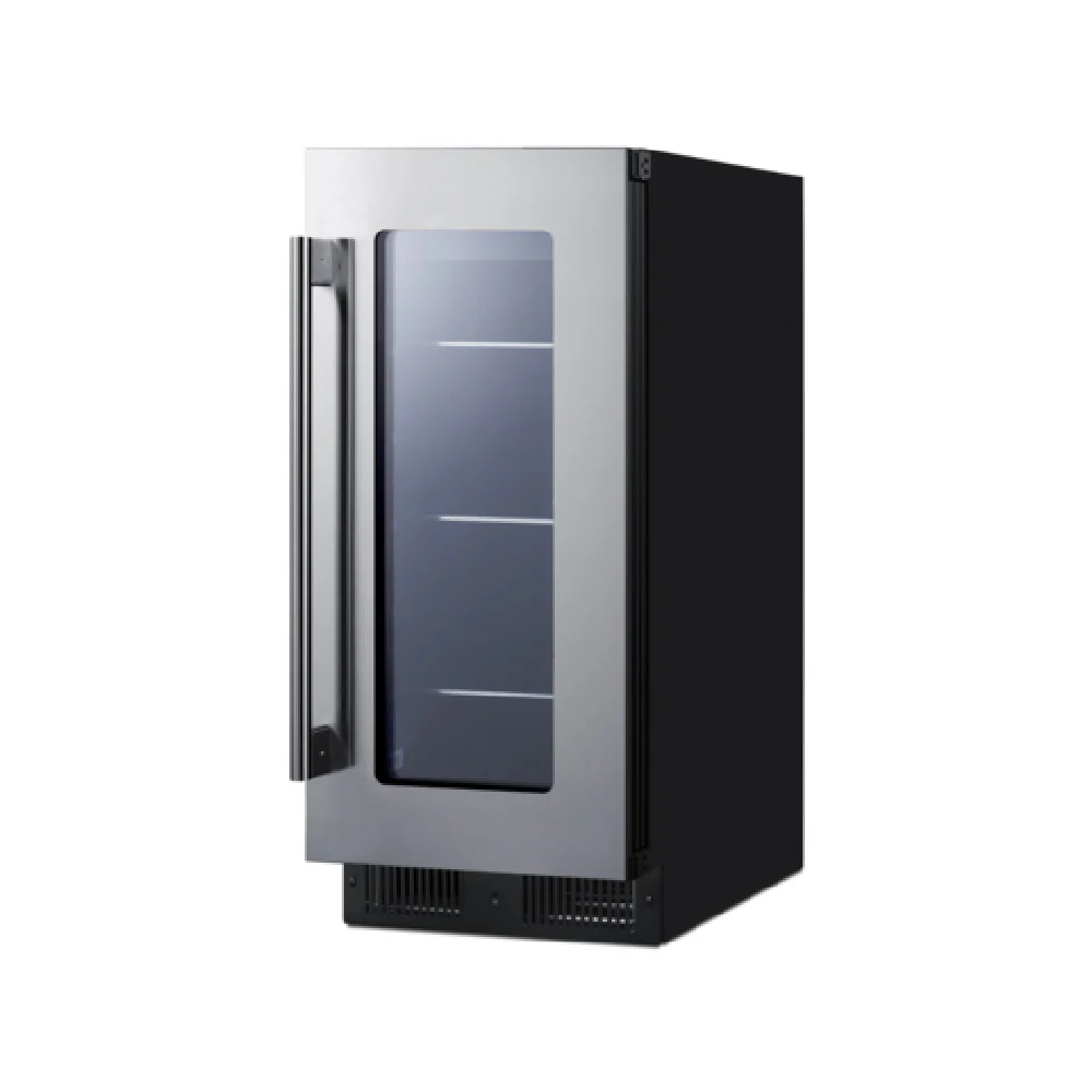 Summit ALBV15 15 Inch Undercounter Beverage Center Black with Glass Door Summit ALBV15 15 Inch Undercounter Beverage Center Black with Glass Door