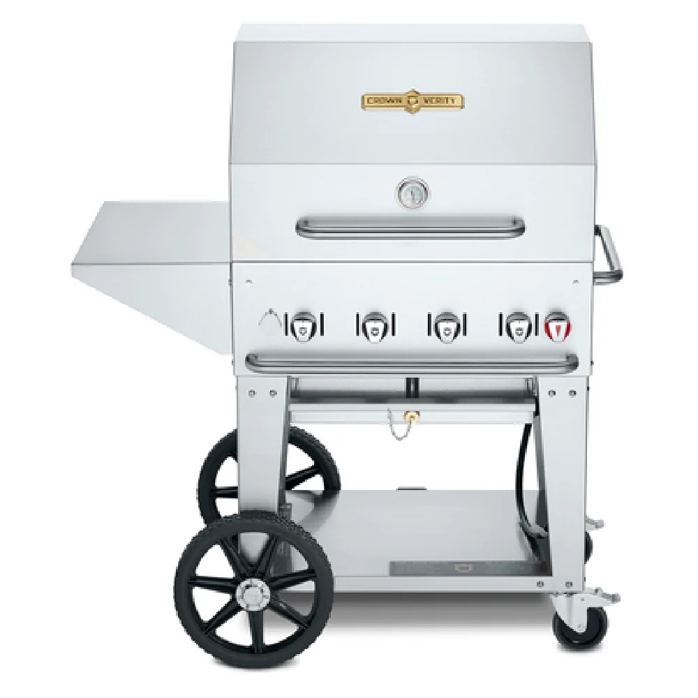 Crown Verity CV-MCB-30PKG 46 Inch Mobile Charbroiler Gas 4 Burners with Accessories Crown Verity CV-MCB-30PKG 46 Inch Mobile Charbroiler Gas 4 Burners with Accessories