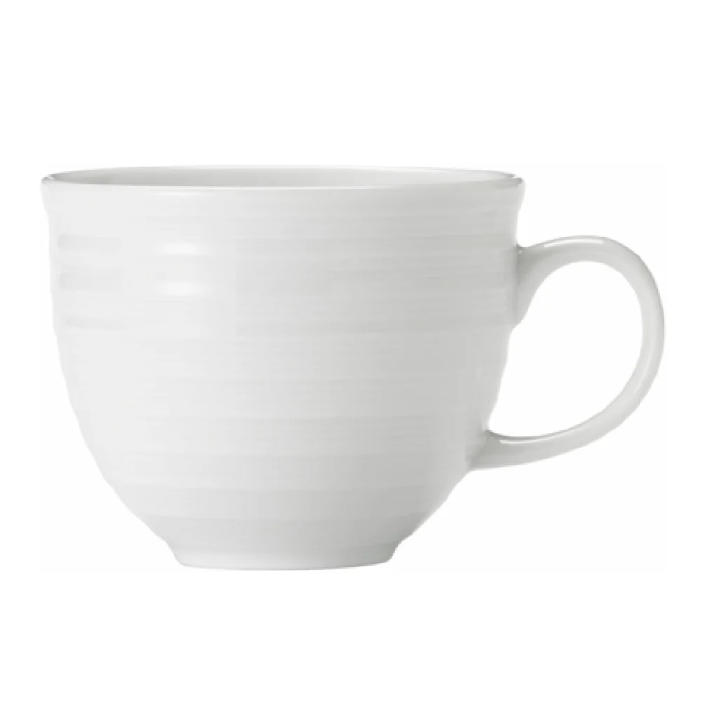 Libbey 999001889 9-1/2 Oz Porcelain Cup with Handle Lunar White Embossed