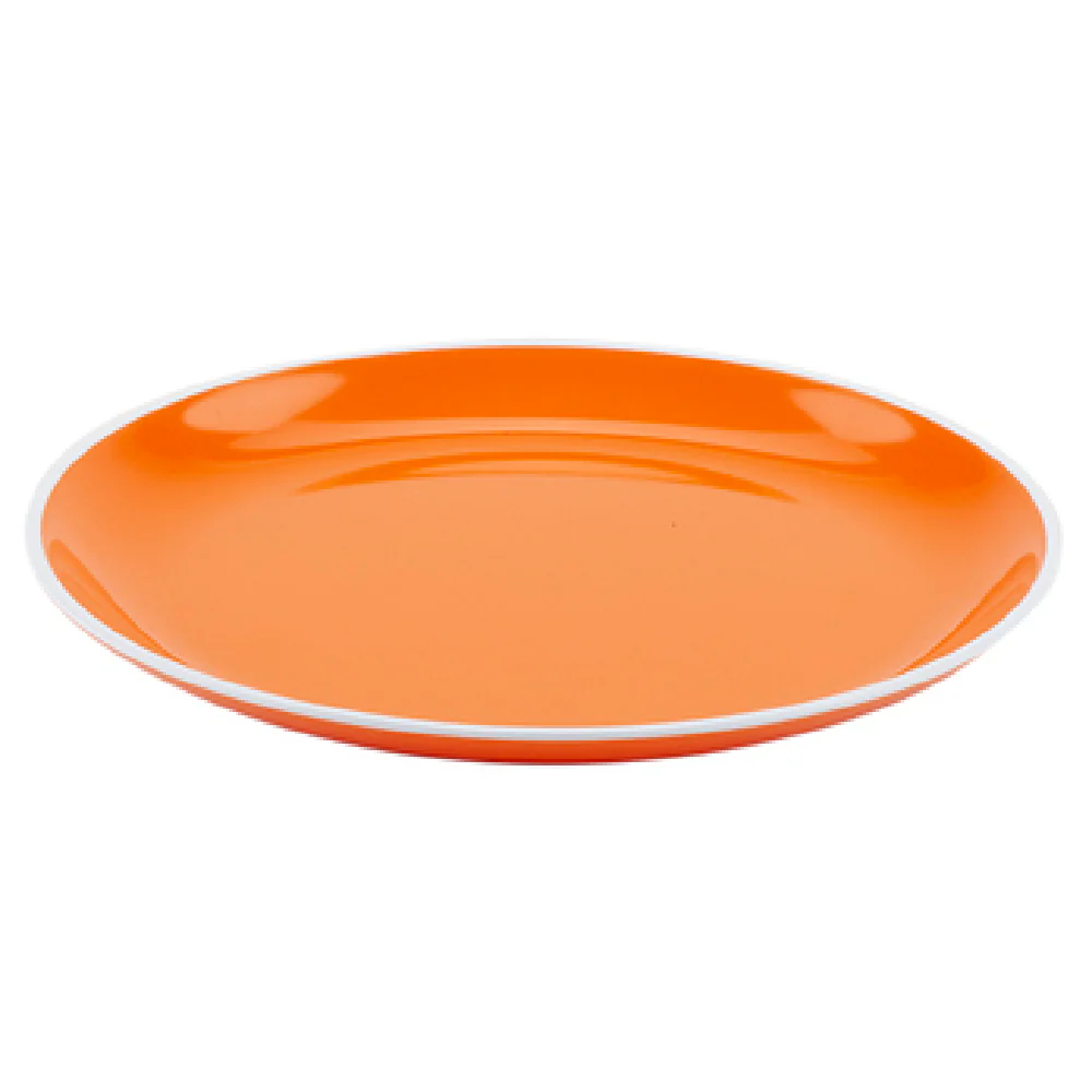 GET Enterprises BF-950-TG 9-1/2 Inch Diameter Round Coupe Plate Break-resistant Melamine Tangerine Orange with White Trim