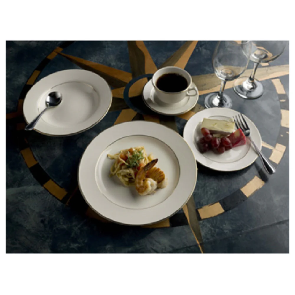 International Tableware FL-2GF 5-3/4 Inch Round Saucer Lead Free Ceramic American White with Gold Band International Tableware FL-2GF 5-3/4 Inch Round Saucer Lead Free Ceramic American White with Gold Band