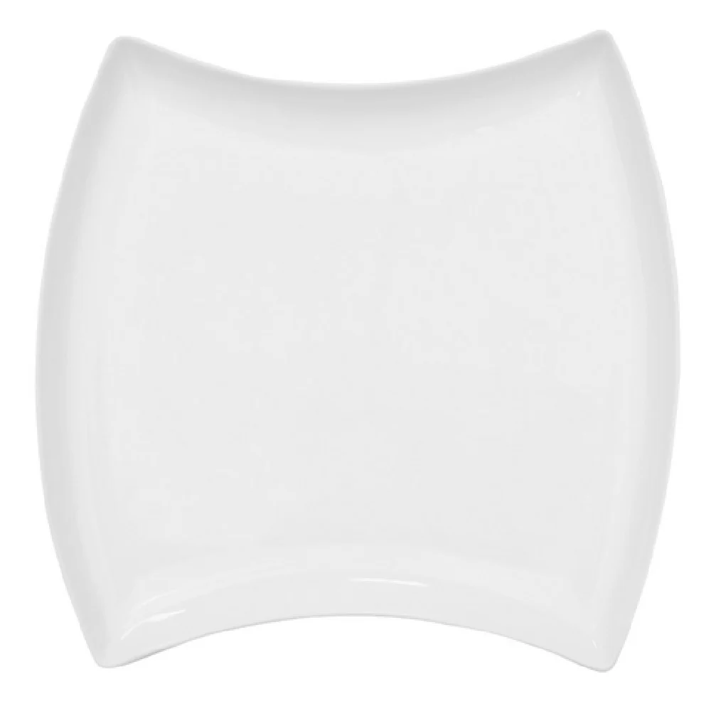 CAC China FTO-23 12-3/8 Inch Square Plate Porcelain Bone White Oven and Microwave Safe