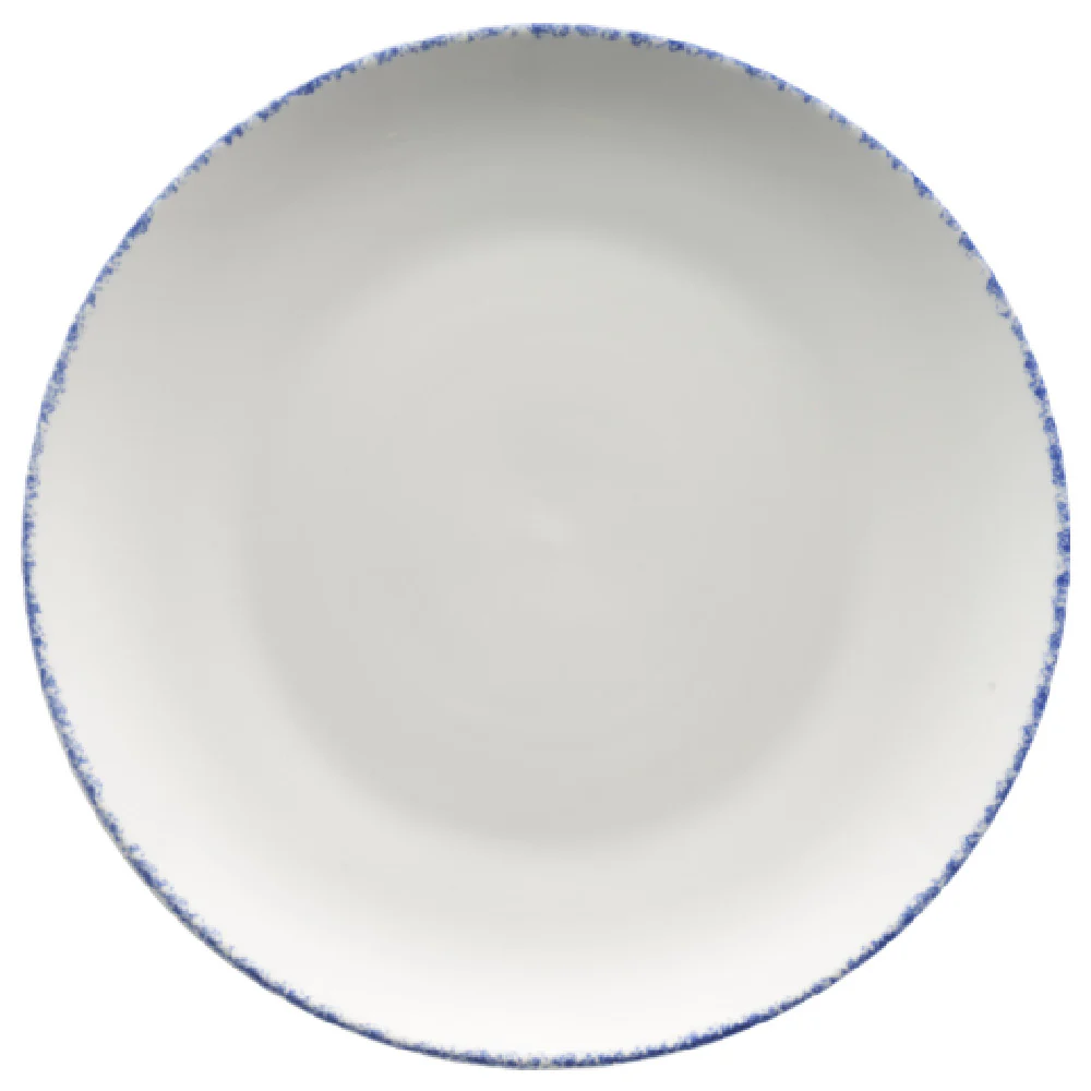 International Tableware PR-21-CB 12 Inch Round Plate European White and Blue Porcelain
