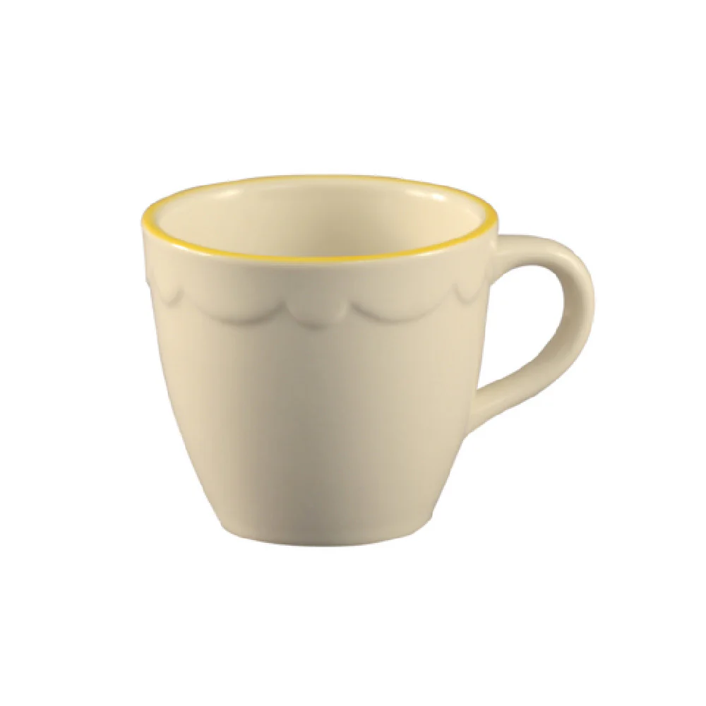 CAC China SC-35G 3-1/2 Oz Demitasse Cup Gold Band Ceramic Scallop Edge