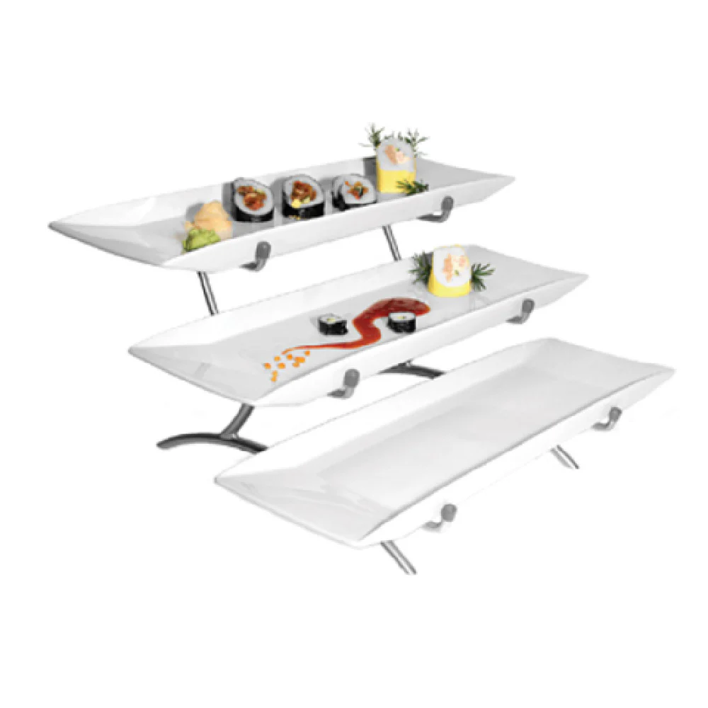 Cal Mil PP1033-39 23 Inch Platter Display 3-tier with Porcelain Platters Metal Cal Mil PP1033-39 23 Inch Platter Display 3-tier with Porcelain Platters Metal