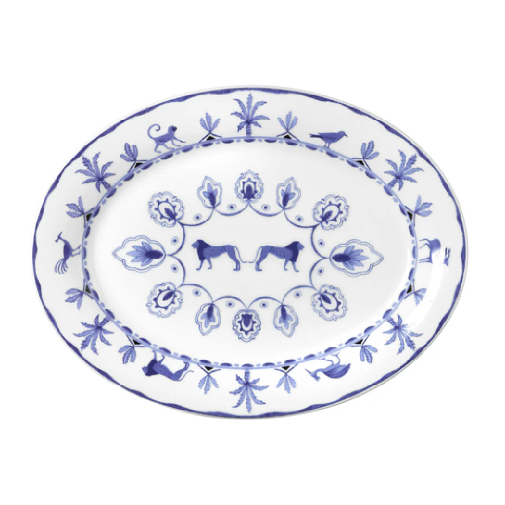 Steelite 82124AND0322 14 Inch Oval Tray Sultans Garden Blue Bone China