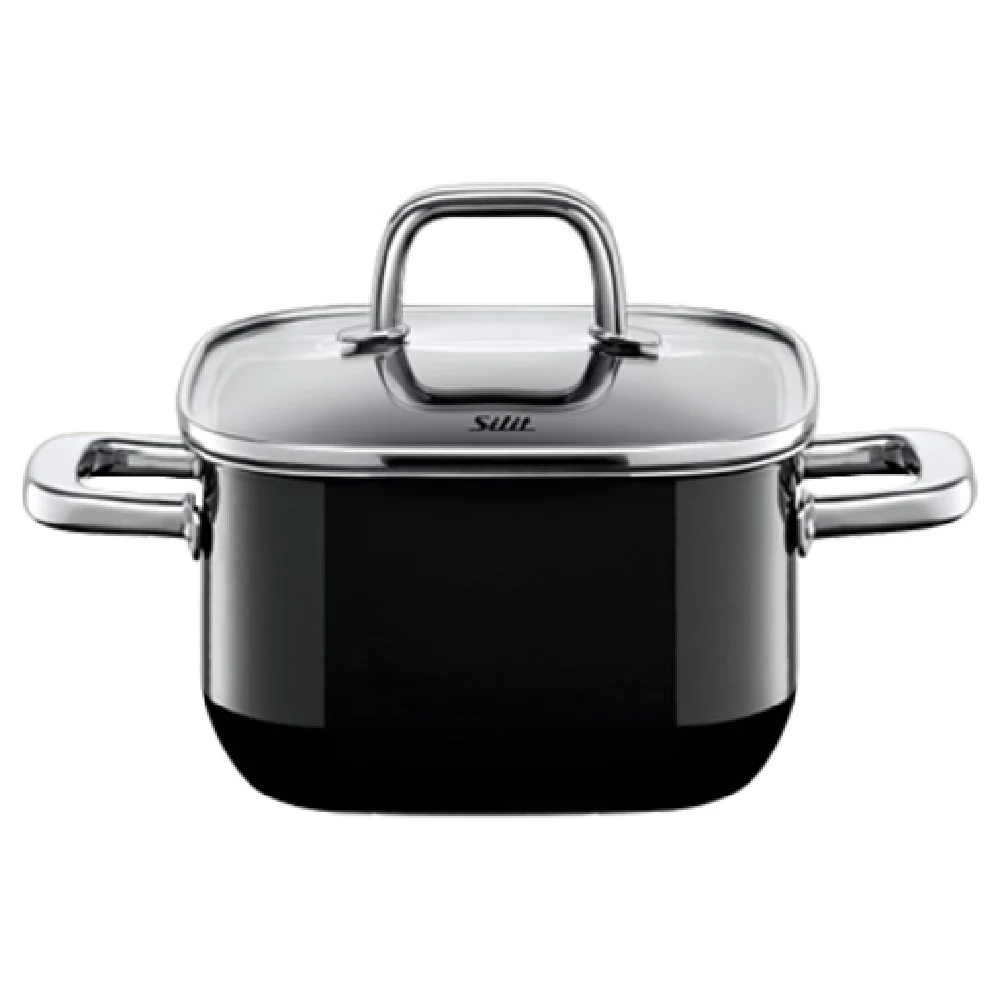 BauscherHepp 21.0129.5013 2.11 Quarts Low Casserole with Glass Lid Black Steel