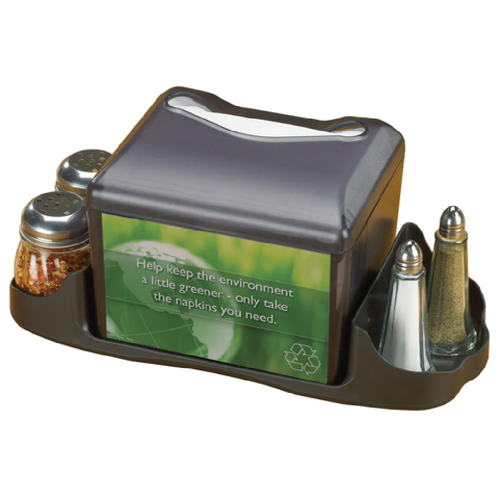 San Jamar H4005CTBK 14 Inch Napkin Dispenser with Condiment Caddy Black Pearl
