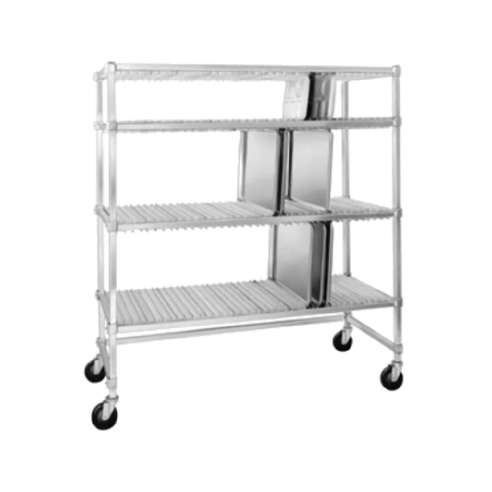 Channel ATDR-3 63 Inch Mobile Tray Drying Rack Aluminum 3 Tier with 40 Slots Channel ATDR-3 63 Inch Mobile Tray Drying Rack Aluminum 3 Tier with 40 Slots
