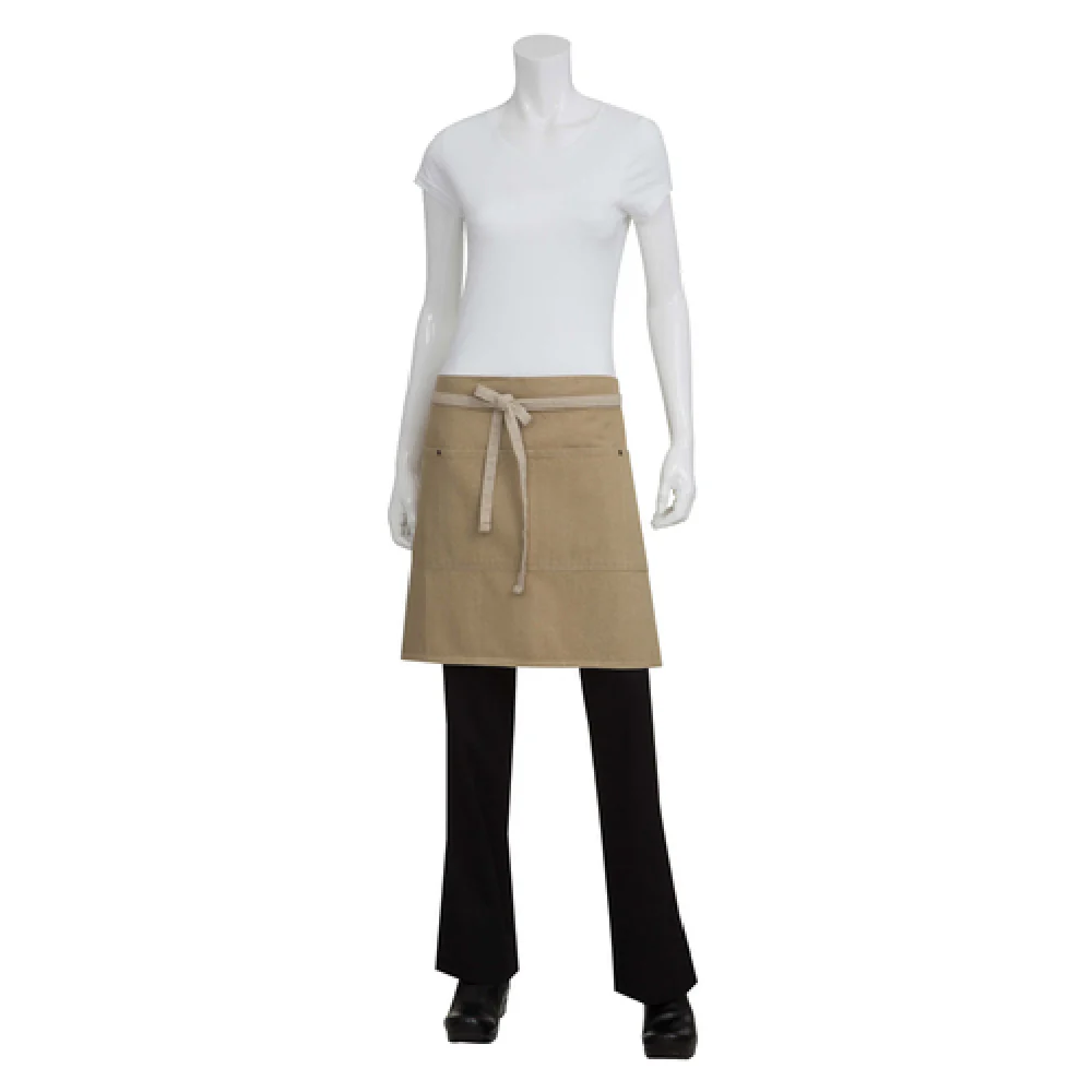 Chef Works ALWCD026NAT0 28 Inch Width Waist Apron with Double Pockets Khaki