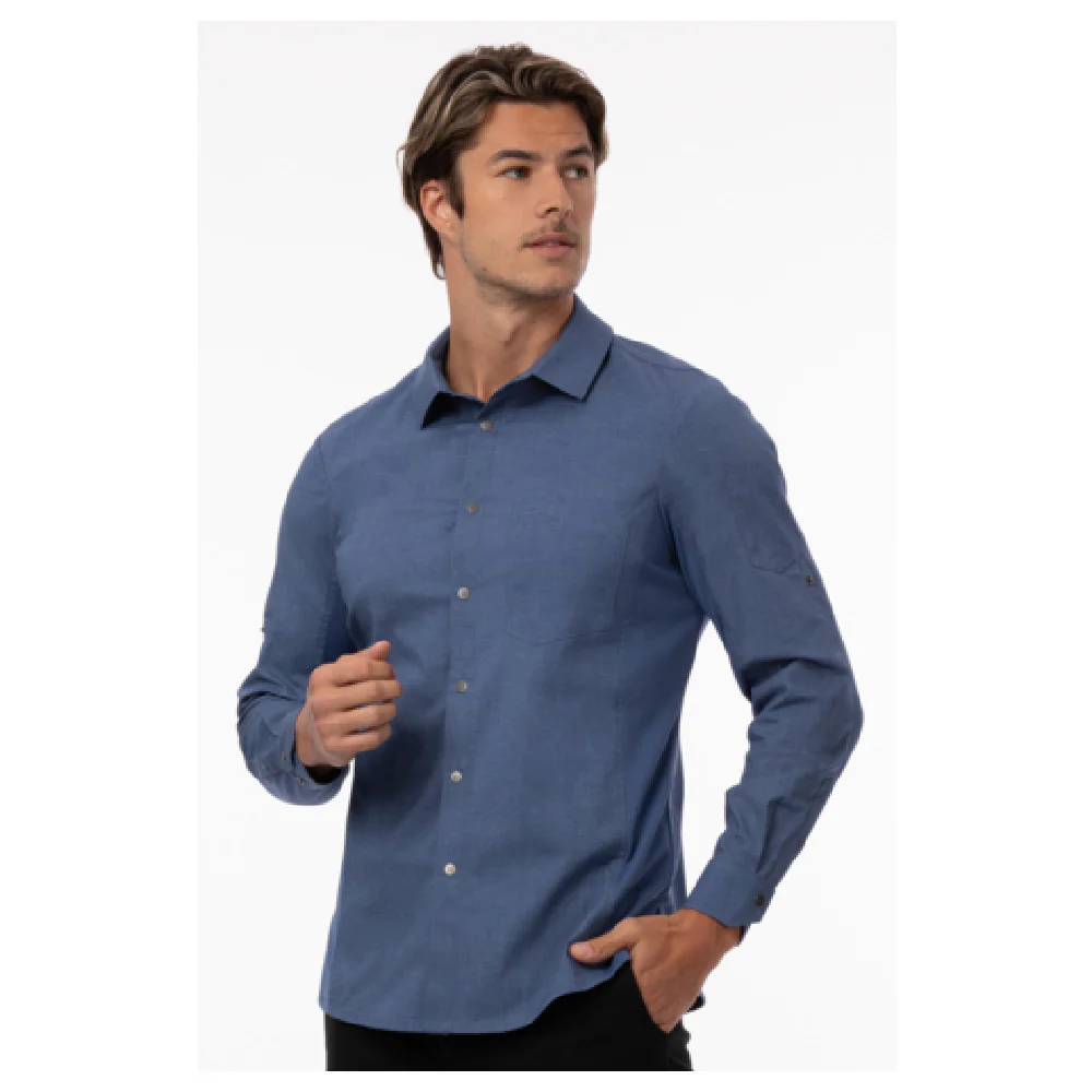 Chef Works SES02-BLU-XL 22 Inch Men's Seville Shirt with Stretch Fabric Blue Chef Works SES02-BLU-XL 22 Inch Men's Seville Shirt with Stretch Fabric Blue