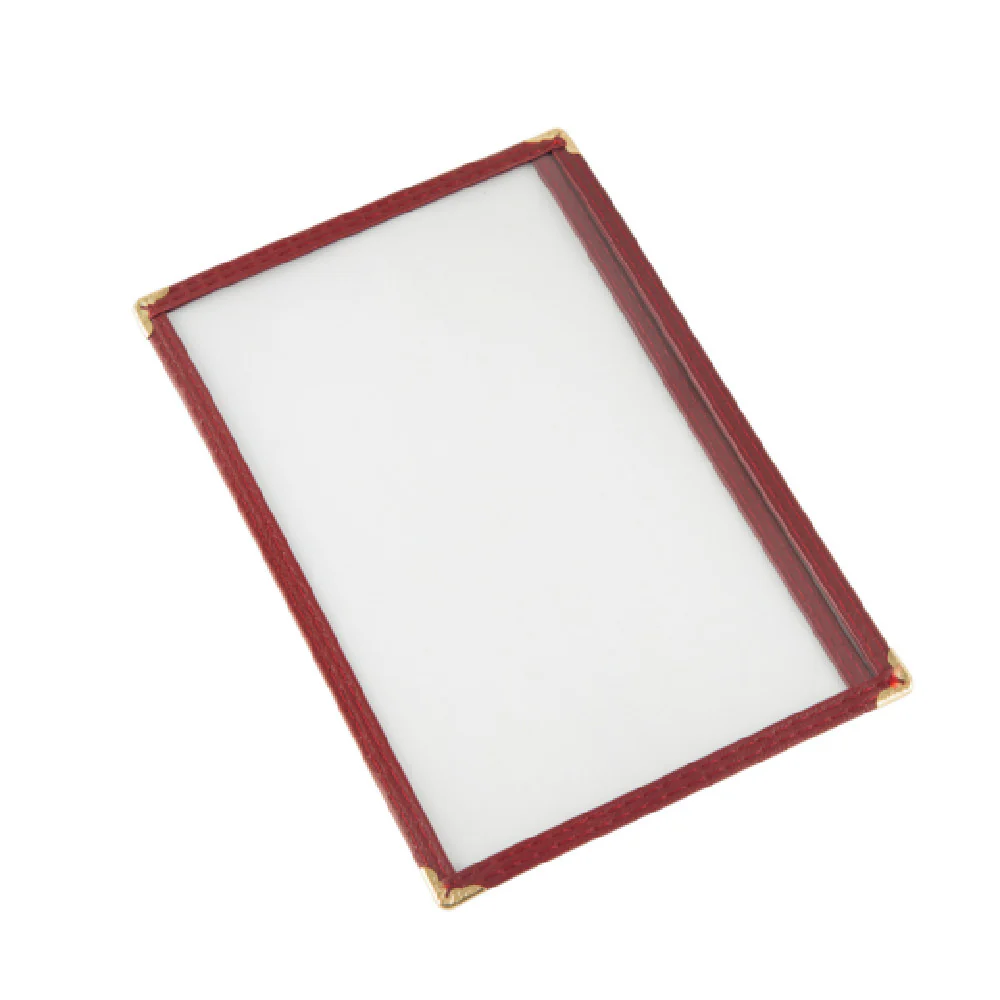 CAC China MCP1-58BY 5-1/2 Inch Menu Cover Burgundy Trim Vinyl with Brass Corners