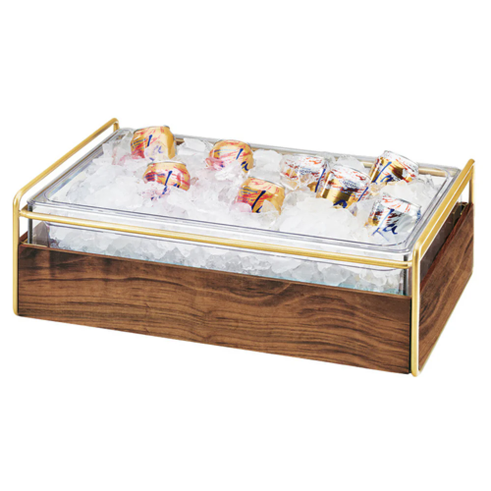 Cal Mil 3702-12-46 13-1/2 Inch Clear Polycarbonate Mid-Century Ice Housing Wood Brass