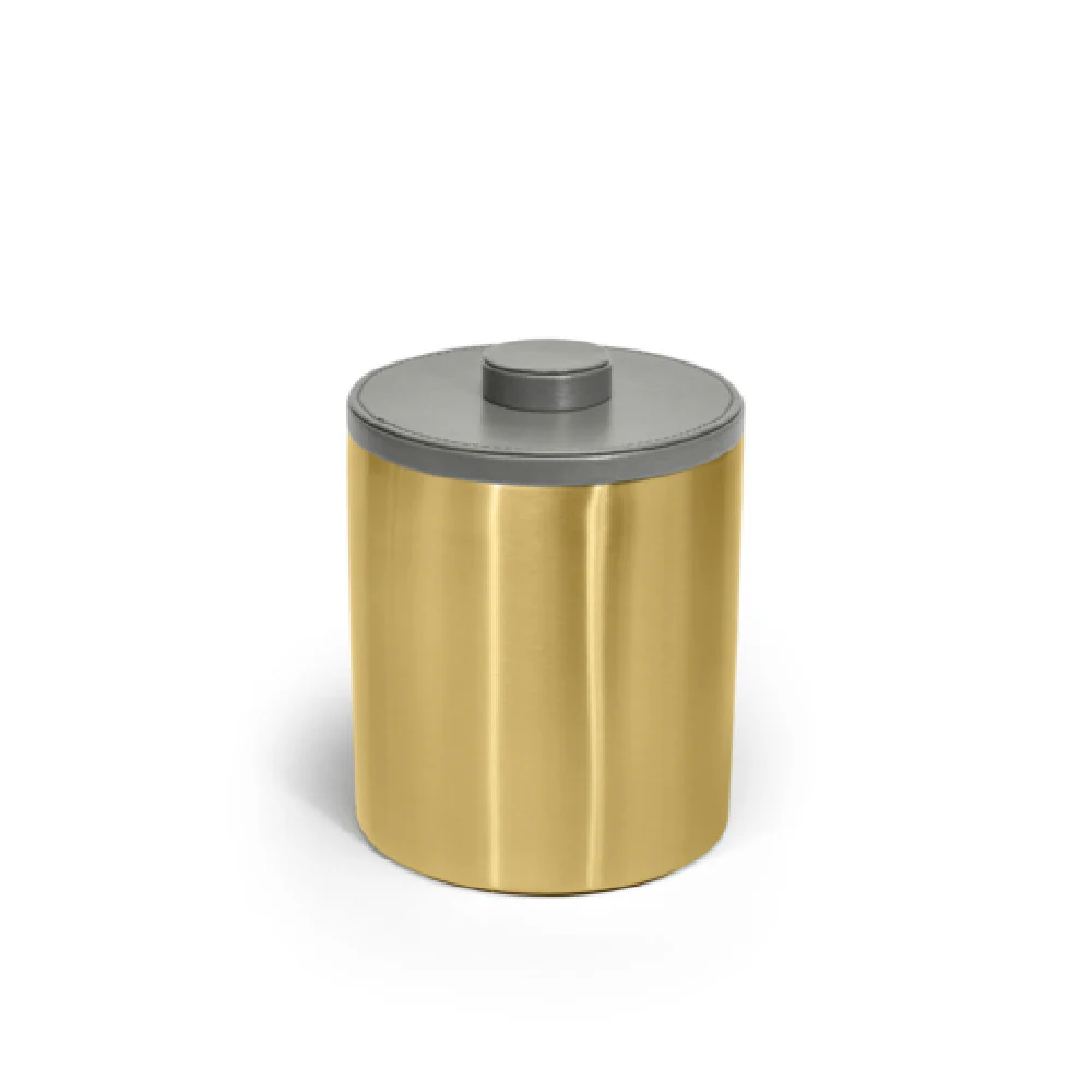 FOH RIB067GOS21 2qt Round Stainless Ice Bucket Matte Brass With London Smoke Lid FOH RIB067GOS21 2qt Round Stainless Ice Bucket Matte Brass With London Smoke Lid