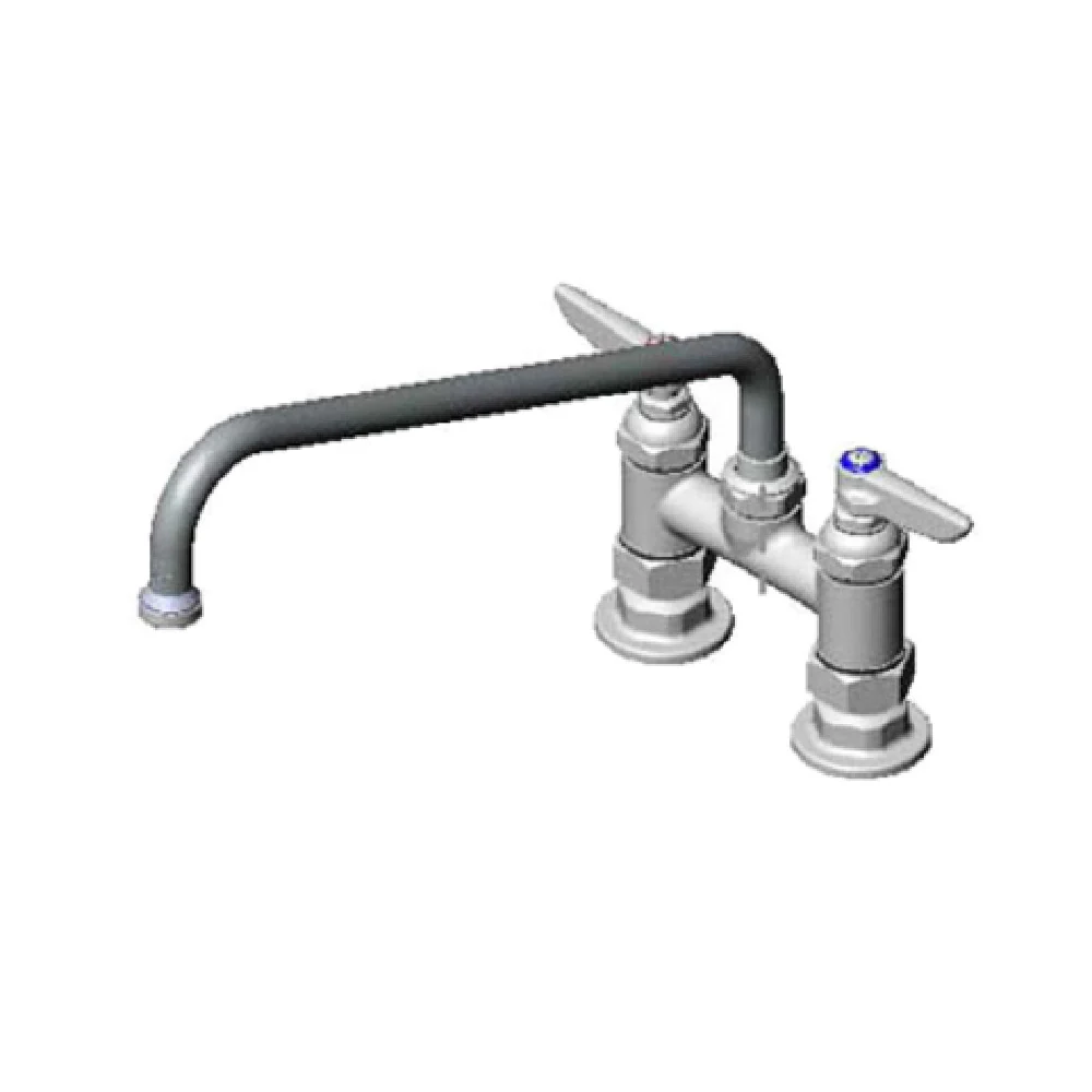 T&S Brass B-0225 12 Inch Swing Nozzle Mixing Faucet Deck Mount Stainless Steel with Lever Handles