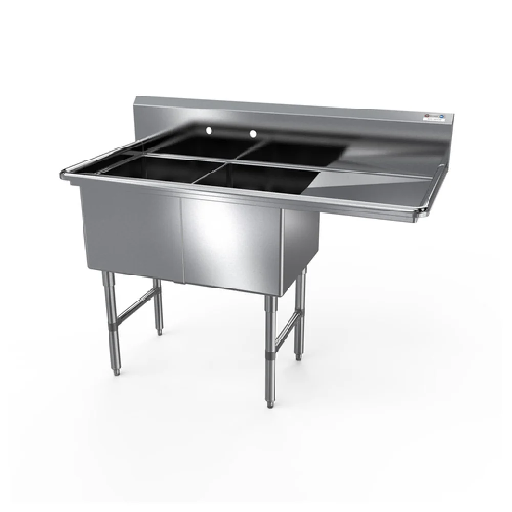 NBR Equipment 2SS-182414R18 58-3/16 Inch Premium Sink with Two Compartments NBR Equipment 2SS-182414R18 58-3/16 Inch Premium Sink with Two Compartments