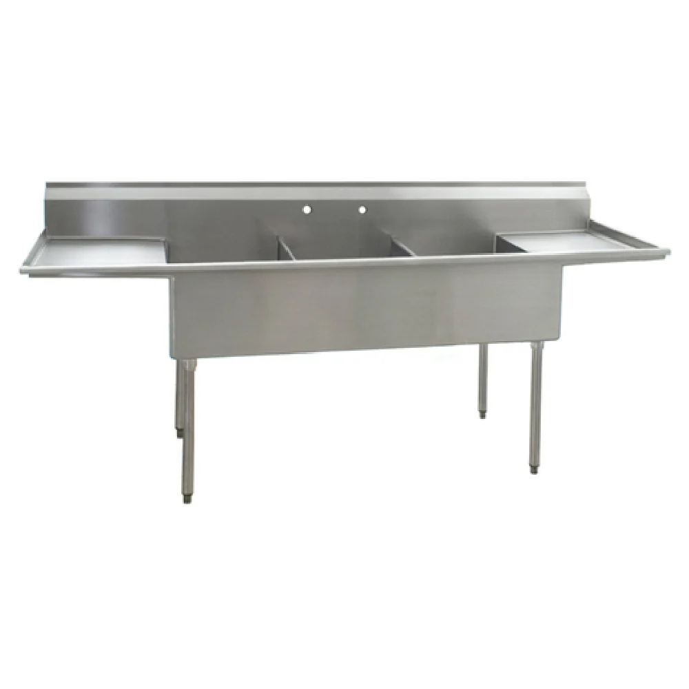 Eagle 2472-3-24-16/3 120 Inch Utility Sink Three Compartment 16 Gauge Stainless Steel with Basket Drains