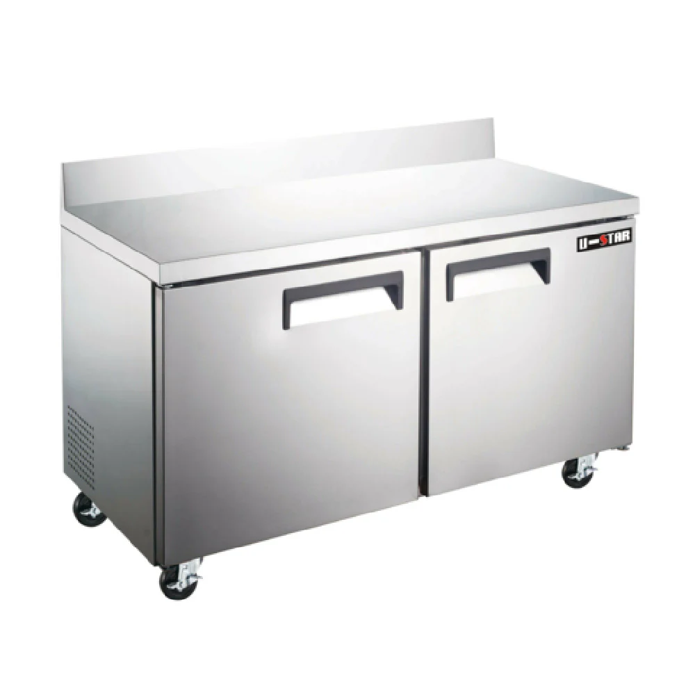 Admiral Craft USWF-2D 47-Inch Commercial Freezer Work Top Counter 2 Section Stainless Steel with Adjustable Shelves