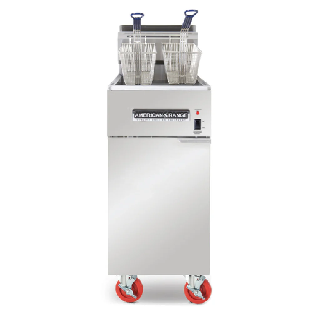 American Range AFM-85 19 Inch Deep Fryer Gas Floor Model with Continuous Filtration 160000 BTU