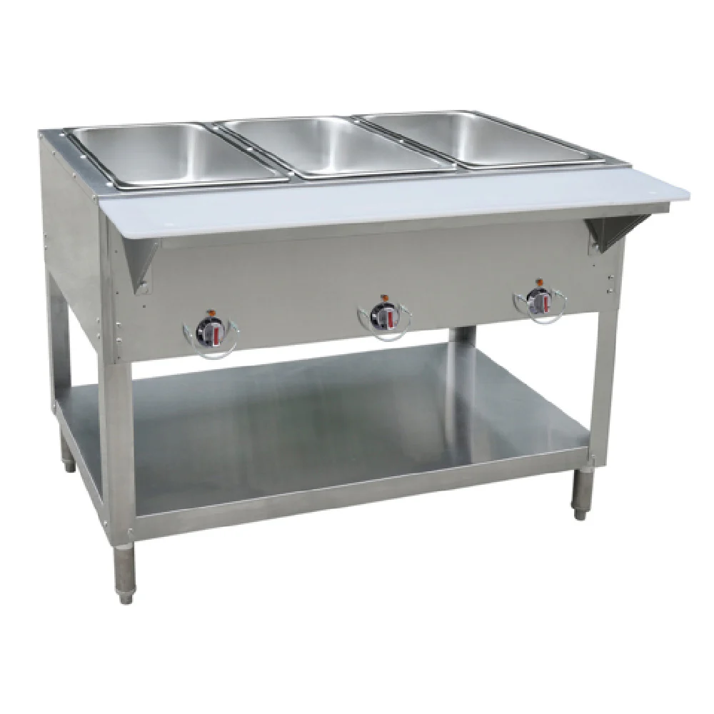 BK Resources STE-NG-3 43 to 48 Inch Gas Hot Food Table with Cutting Board Shelf 3 Burner 3500 BTU BK Resources STE-NG-3 43 to 48 Inch Gas Hot Food Table with Cutting Board Shelf 3 Burner 3500 BTU