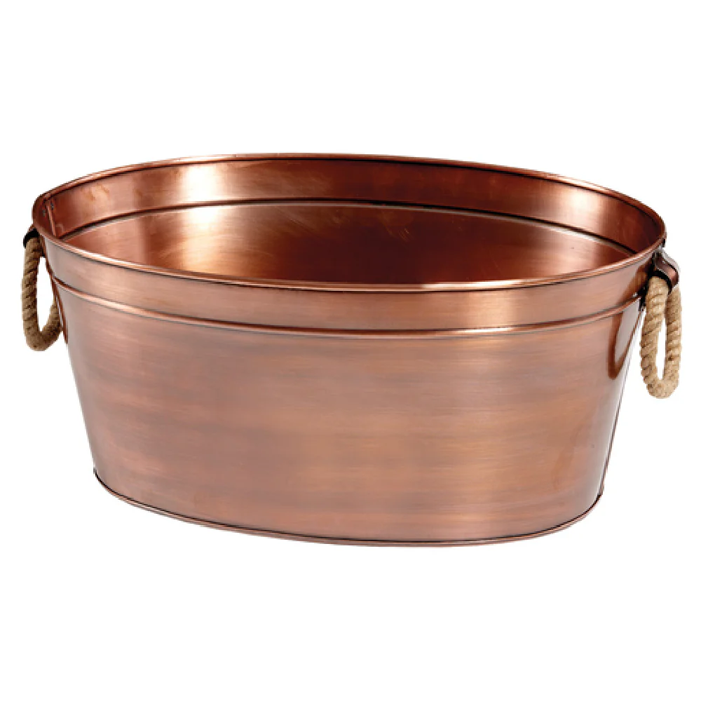 GET Enterprises BT-2215-ACPR 21-1/4 Inch Oval Beverage Tub with Rope Handles Iron Antique Copper GET Enterprises BT-2215-ACPR 21-1/4 Inch Oval Beverage Tub with Rope Handles Iron Antique Copper