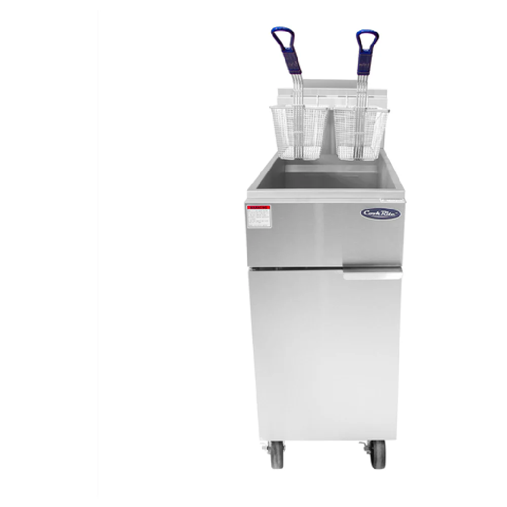 Atosa ATFS-50-NG 15 Inch Gas Deep Fryer Full Pot with 4 Burners and Casters