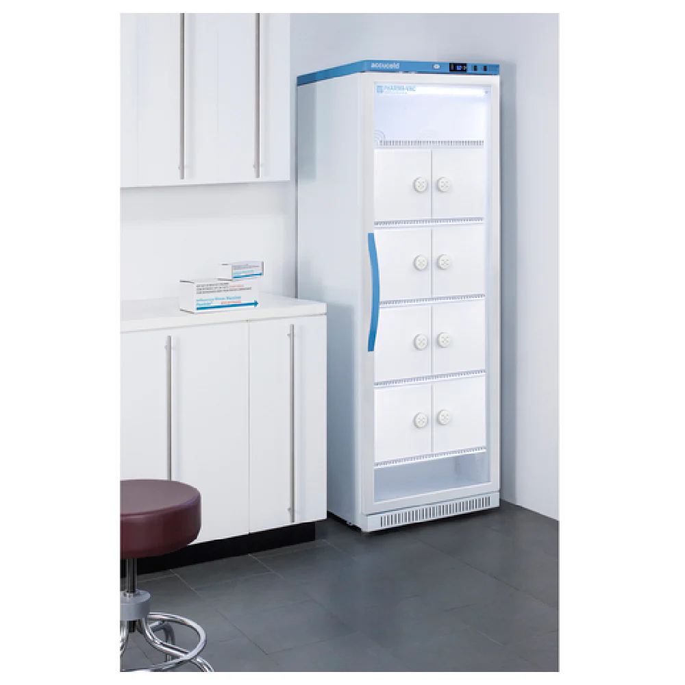 Summit ARG15PVLOCKER 23 cu. inch Electric Medical Refrigerator 15 Cu.ft Capacity with 8 Locking Compartments Summit ARG15PVLOCKER 23 cu. inch Electric Medical Refrigerator 15 Cu.ft Capacity with 8 Locking Compartments