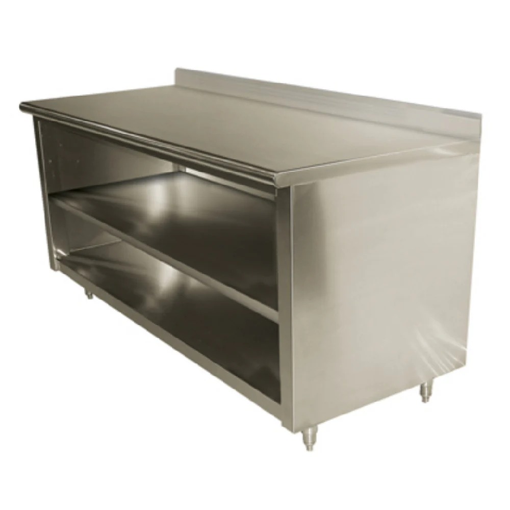 Advance Tabco EEK-SS-246M 72 Inch Work Table Open Front Cabinet Base with Mid-shelf