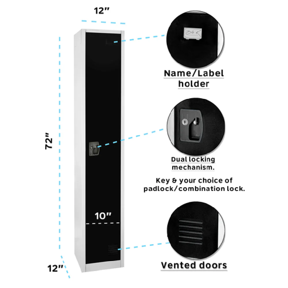 Alpine Industries ADI629-201-BLK 15 Inch Locker Single Tier Steel Black Finish Alpine Industries ADI629-201-BLK 15 Inch Locker Single Tier Steel Black Finish