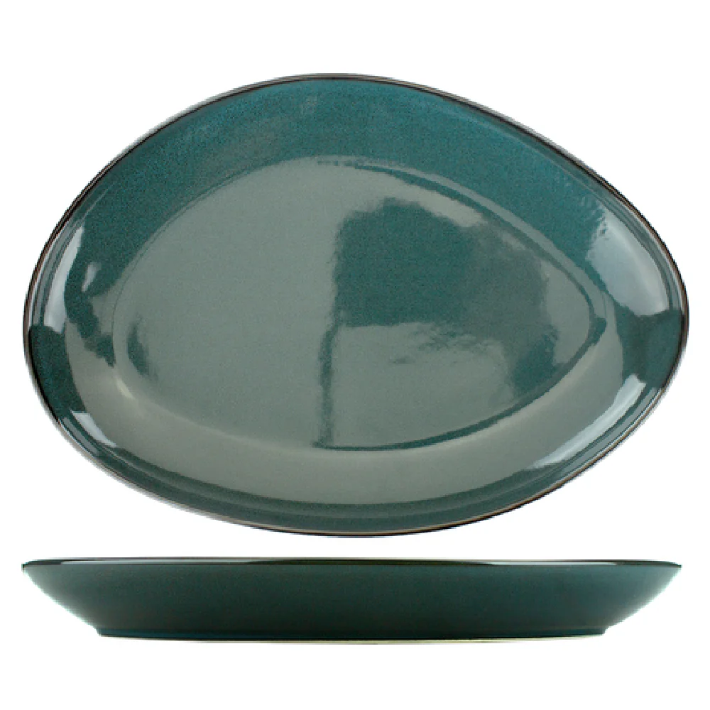 International Tableware LU-118-MI 11-1/2 Inch Oval Platter Midnight Blue Ceramic