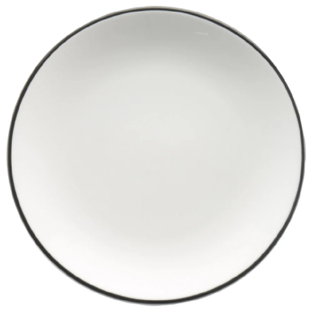 International Tableware TB-5-BL 5-1/2 Inch Round Plate Porcelain European White with Black