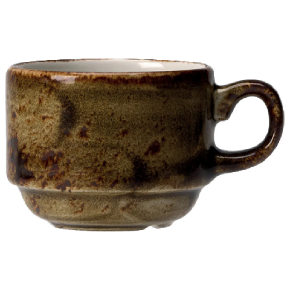 Steelite 11320217 7 Oz Slimline Cup Stackable China Craft Brown - 3 Dozen Packs