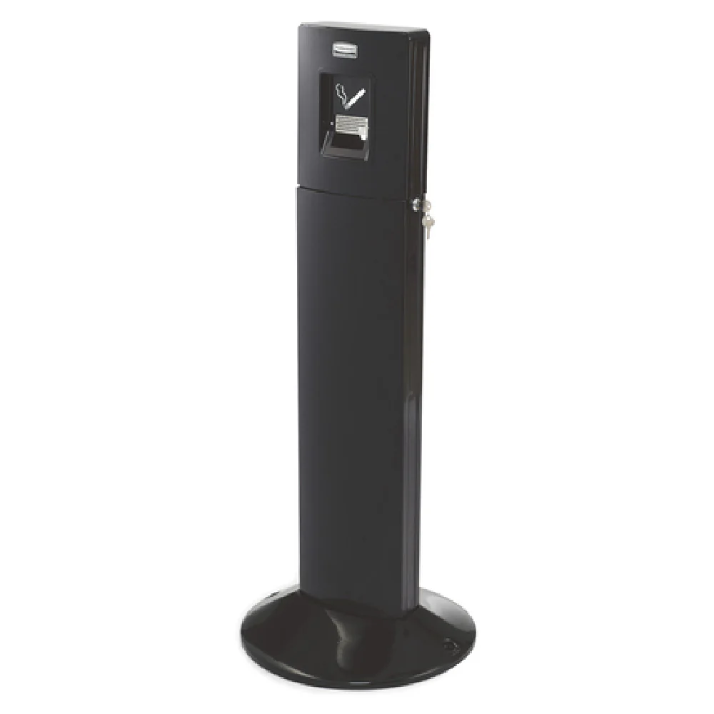Rubbermaid Commercial Products FGR93400BK 16 Inch Black Smokers Tower Steel with Removable Liner
