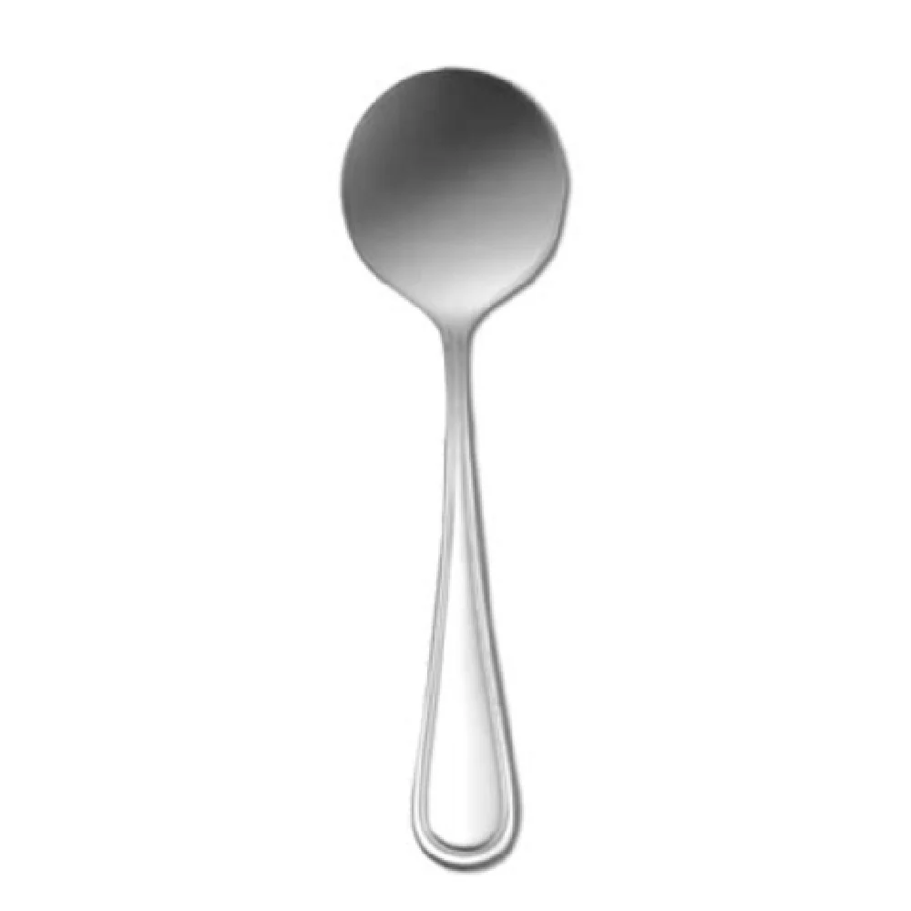 1880 Hospitality B914SBLF 6 Inch Bouillon Spoon Curved Border 18/0 Stainless Steel