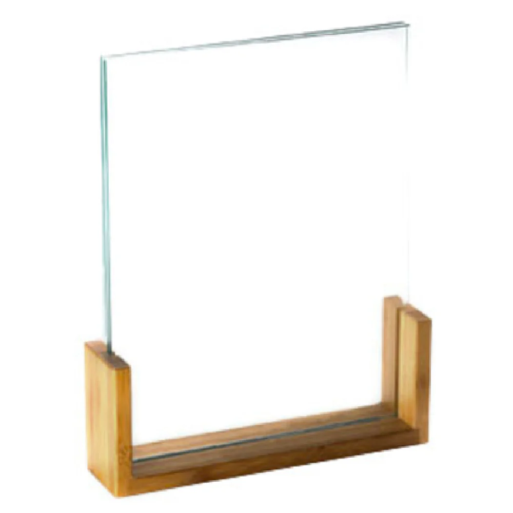 Cal Mil 1510-811-60 8.5 Inch Bamboo Base Acrylic Insert Menu Card Holder Cal Mil 1510-811-60 8.5 Inch Bamboo Base Acrylic Insert Menu Card Holder