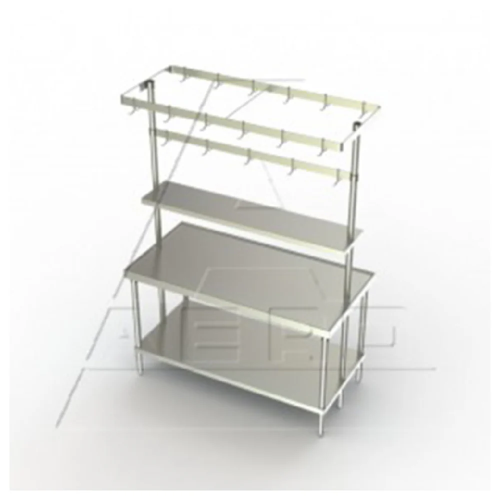 AERO Manufacturing FPR-48 48 Inch Wide Pot Rack Table Mount Stainless Steel with Hooks AERO Manufacturing FPR-48 48 Inch Wide Pot Rack Table Mount Stainless Steel with Hooks