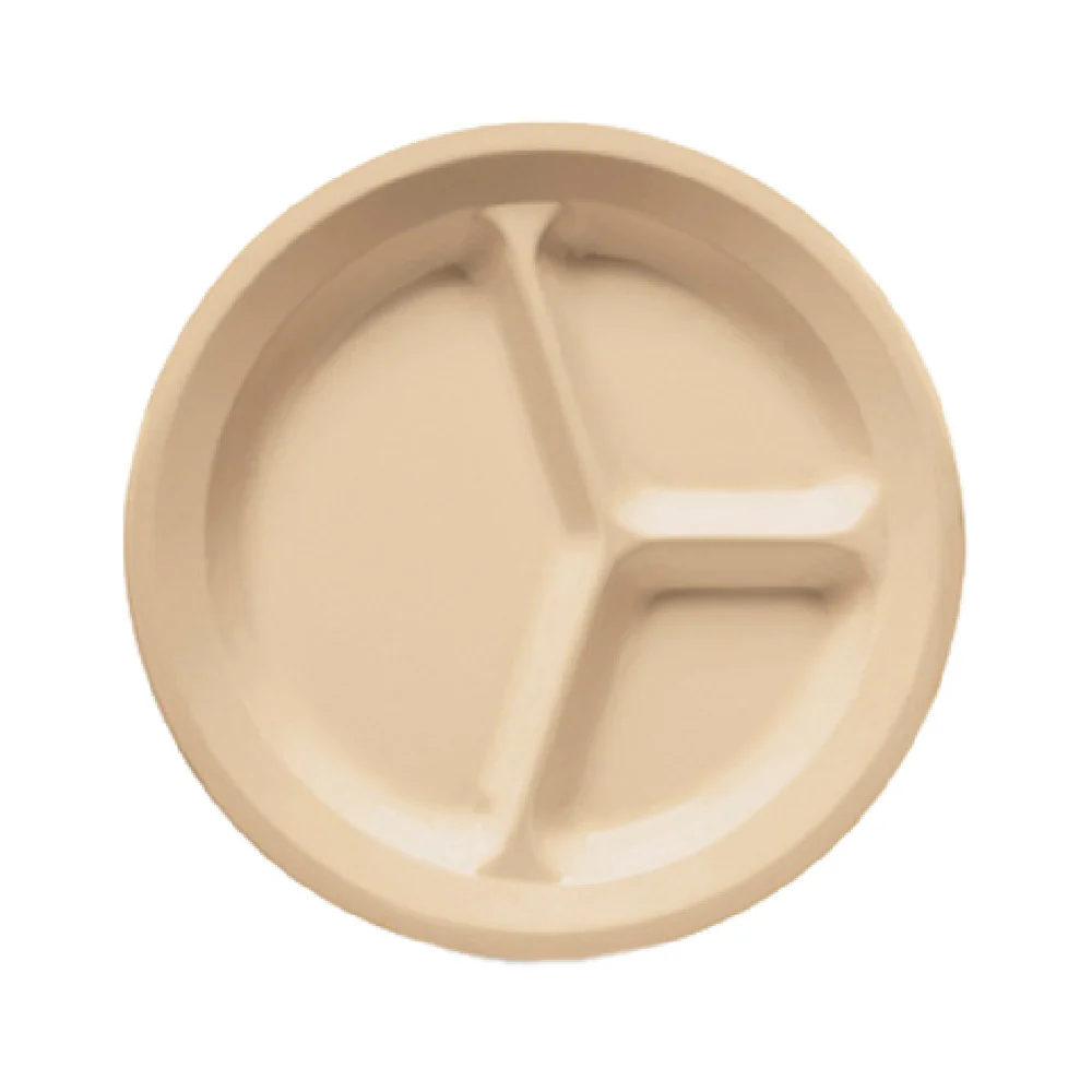 GET Enterprises CP-532-T 11 Inch Tan Melamine Plate with 3 Compartments GET Enterprises CP-532-T 11 Inch Tan Melamine Plate with 3 Compartments