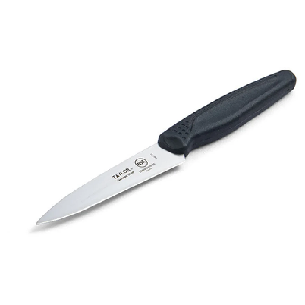 Taylor 5248386 3-1/2 Inch Blade 7-11/16 Inch Handle Paring Knife High Carbon Steel Black Non-Slip Handle