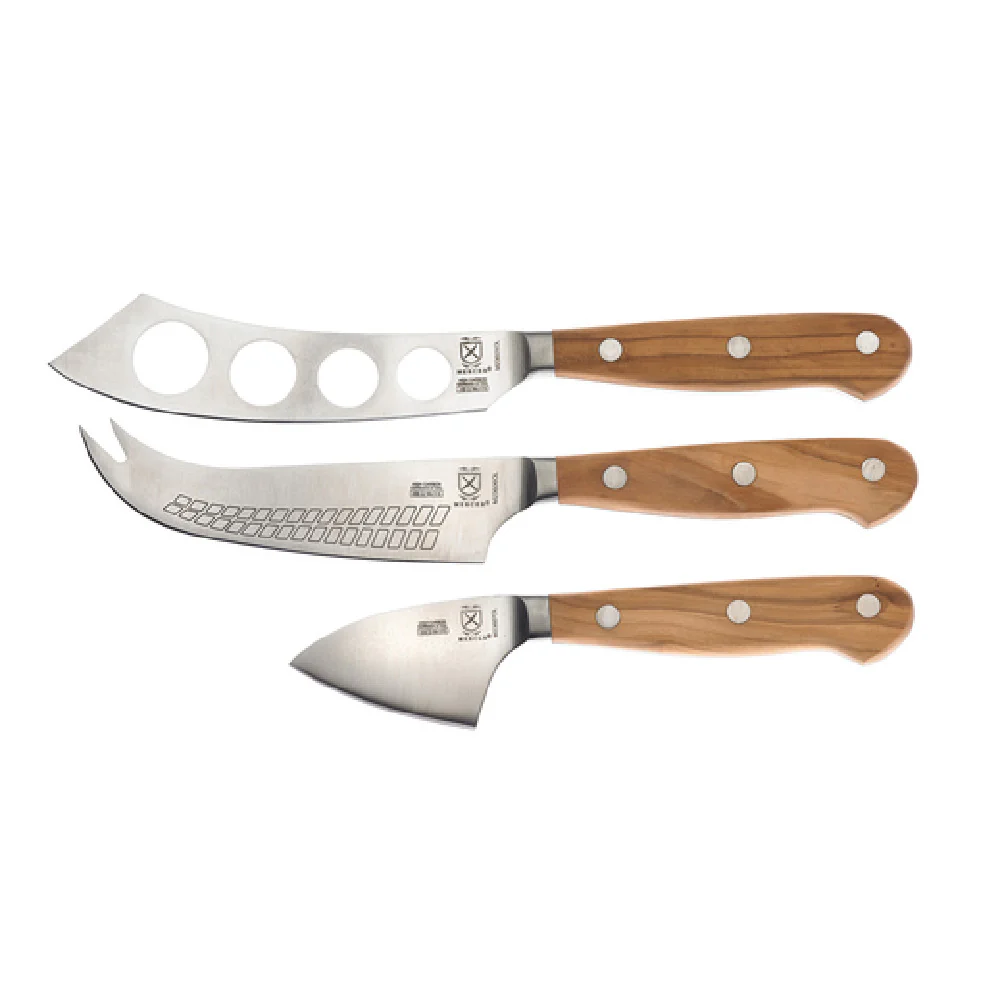 Mercer Culinary M23608OL 5 Inch Soft Knife 4.75 Inch Hard Knife 2.75 Inch Parmesan Knife Olive Wood Handle