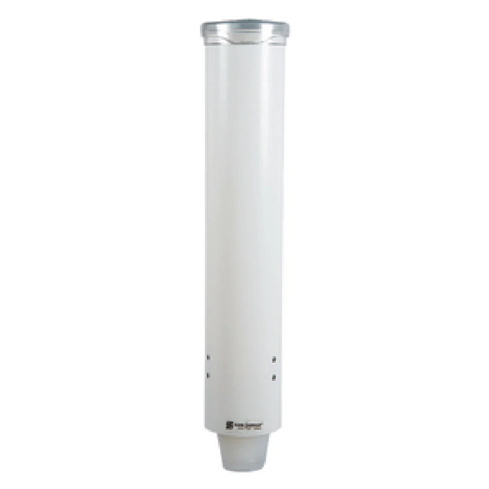 San Jamar C4160WH 16 Inch Water Cup Dispenser Wall Mount White Plastic with Pull Type