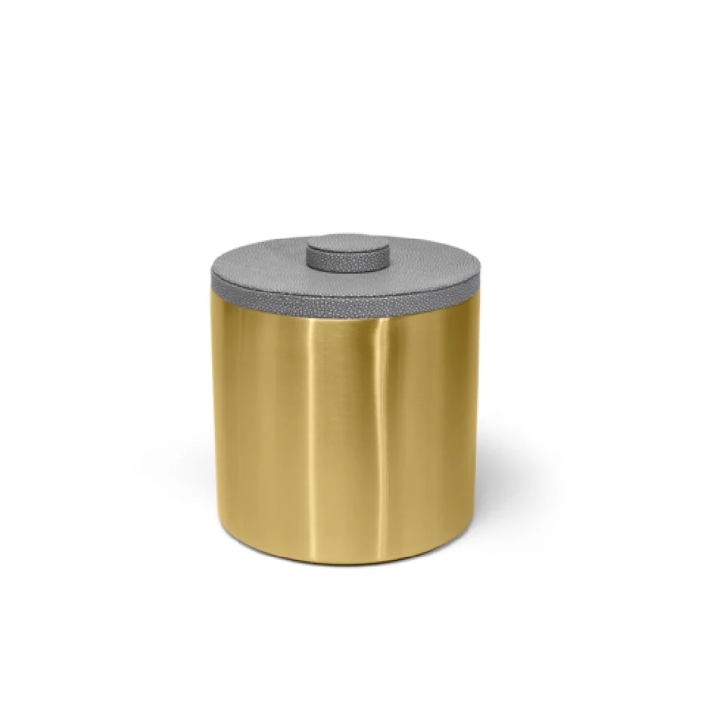 FOH RIB037GOS21 3qt Round Brushed Stainless Ice Bucket Matte Brass With Belize Smoke Lid FOH RIB037GOS21 3qt Round Brushed Stainless Ice Bucket Matte Brass With Belize Smoke Lid