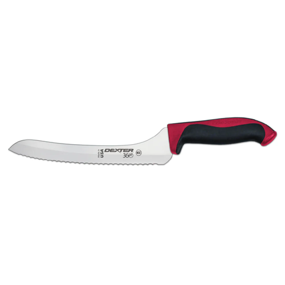 Dexter Russell S360-9SCR-PCP 9 Inch Stamped Knife with Scalloped Edge Red Handle