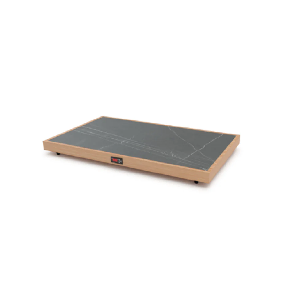 Bon Chef 2161-O 42.5 Inch Food Warmer Heated Shelf Oak Body Black Slate Top
