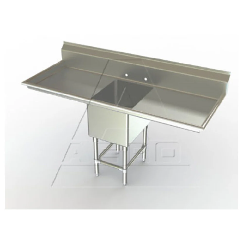 AERO Manufacturing 2F1-2116-30LR 79 Inch Stainless Steel Sink One Compartment with Drainboards AERO Manufacturing 2F1-2116-30LR 79 Inch Stainless Steel Sink One Compartment with Drainboards