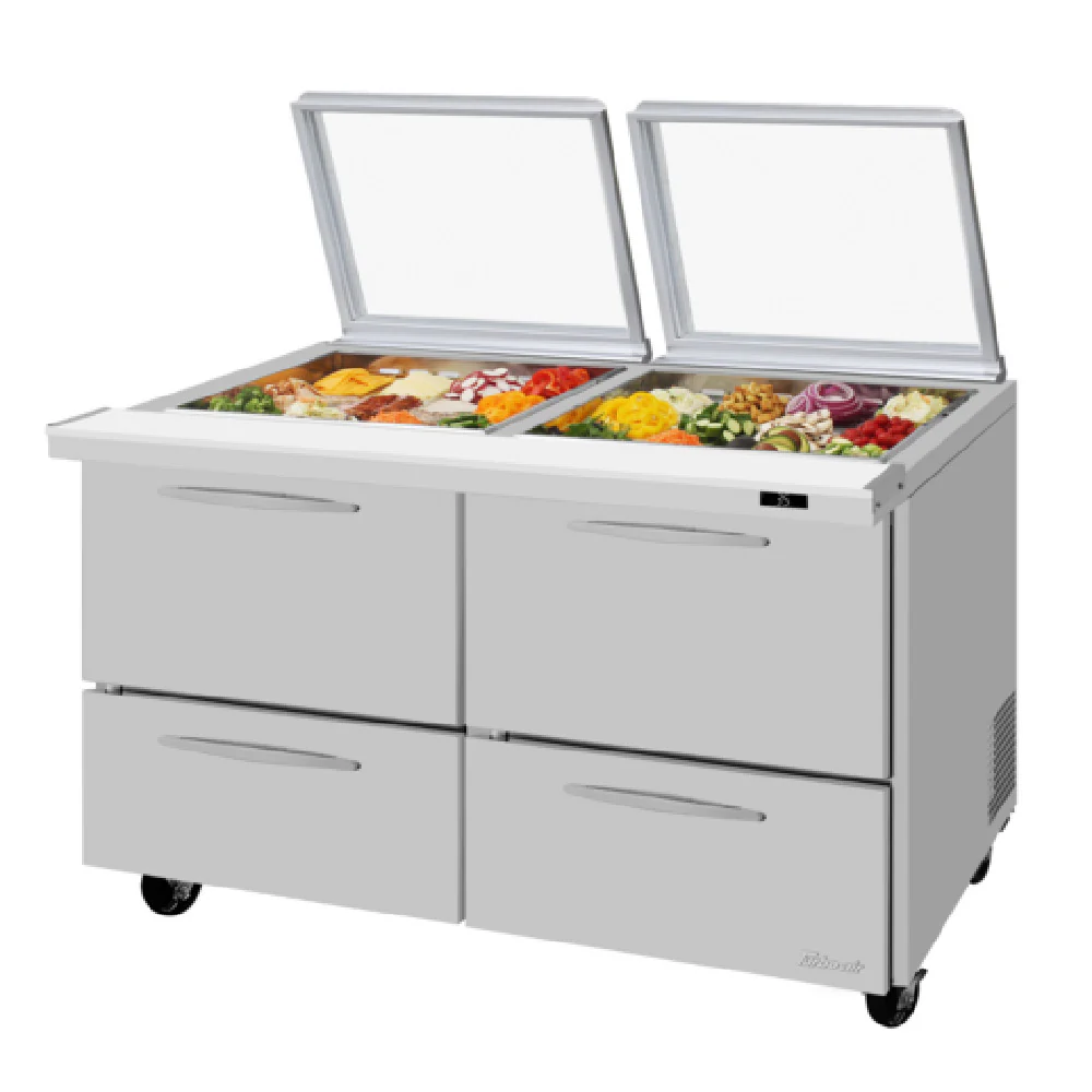 Turbo Air PST-60-24-D4-N-GL 60 Inch PRO Series Mega Top Prep Table with Glass Lid Turbo Air PST-60-24-D4-N-GL 60 Inch PRO Series Mega Top Prep Table with Glass Lid