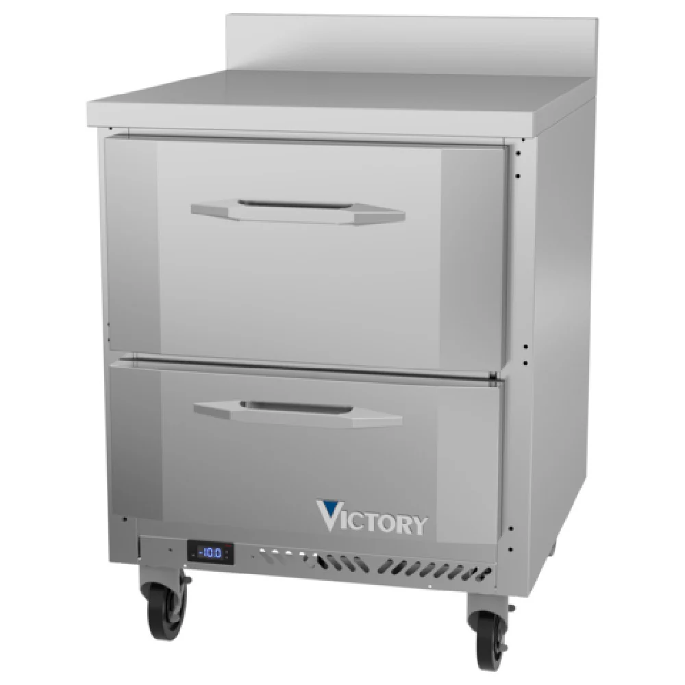 Victory VWFD27HC-2 27 Inch Worktop Freezer Counter 5.8 cu ft Drawers Stainless Steel