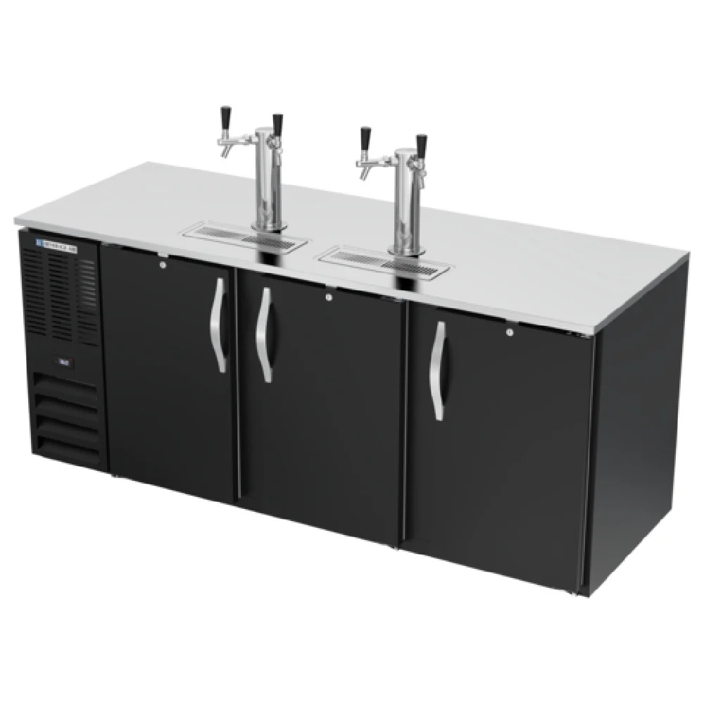 Beverage Air DD78HC-1-B 79 Inch Draft Beer Cooler 4 Kegs Dual Faucets Black Stainless Steel Beverage Air DD78HC-1-B 79 Inch Draft Beer Cooler 4 Kegs Dual Faucets Black Stainless Steel