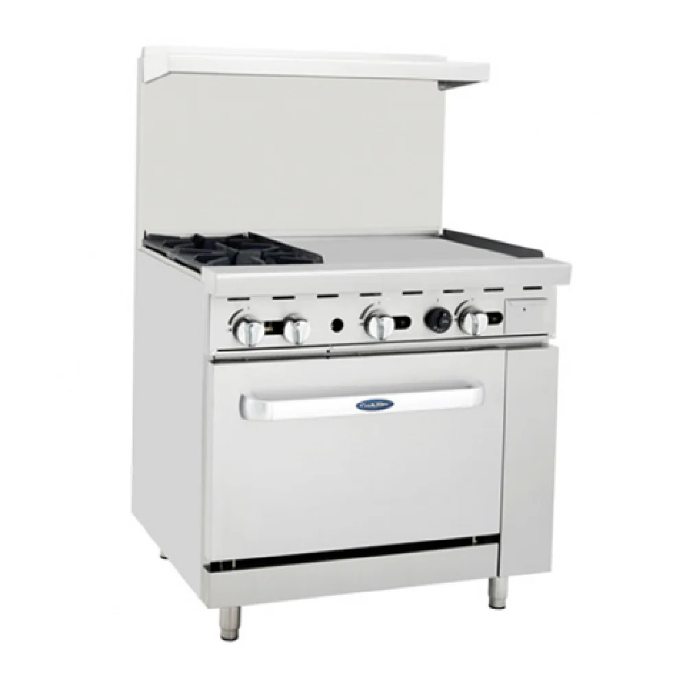 Atosa AGR-2B24GR-NG 36 Inch Gas Range with Griddle and Oven 136000 BTU