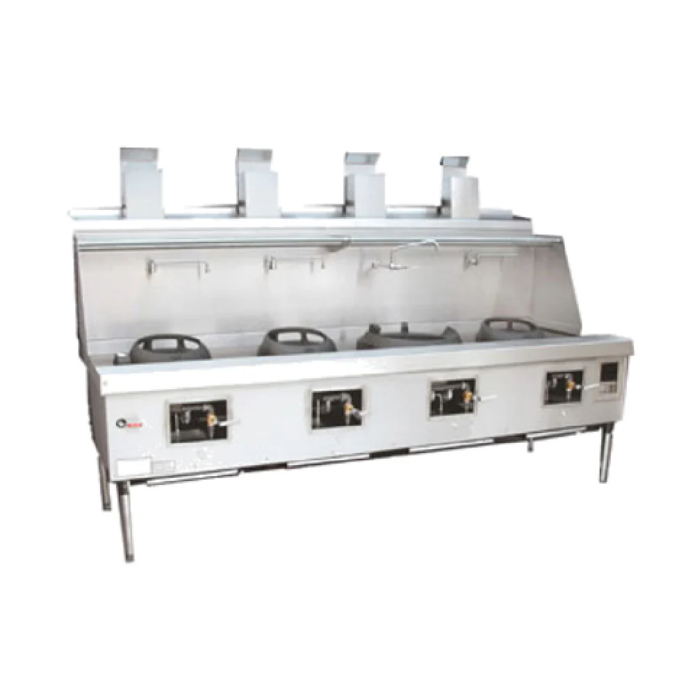 Town MF-4-SS 112 Inch Width Gas Wok Range with Flue Four Burners